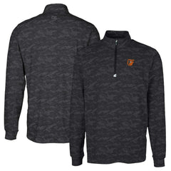 Baltimore Orioles Cutter & Buck Traverse Camo Print Stretch Quarter-Zip Pullover Top Black