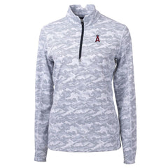 Los Angeles Angels Cutter & Buck Women's Traverse Camo Print Stretch Quarter-Zip Pullover Top Charcoal