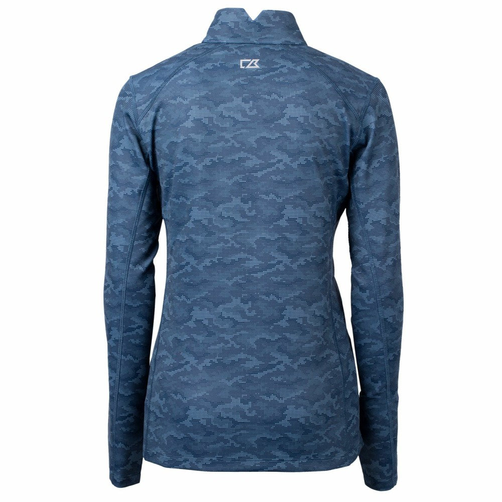 Cleveland Guardians Cutter & Buck Women's Traverse Camo Print Stretch Quarter-Zip Pullover Top Navy