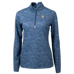 Houston Astros Cutter & Buck Women's Traverse Camo Print Stretch Quarter-Zip Pullover Top Navy