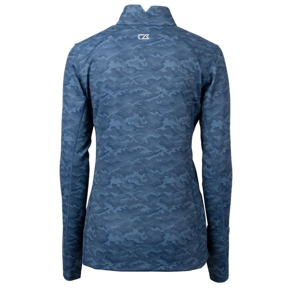 Houston Astros Cutter & Buck Women's Traverse Camo Print Stretch Quarter-Zip Pullover Top Navy