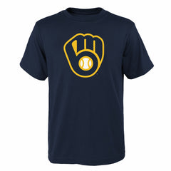 Milwaukee Brewers Youth Logo Primary Team T-Shirt Navy