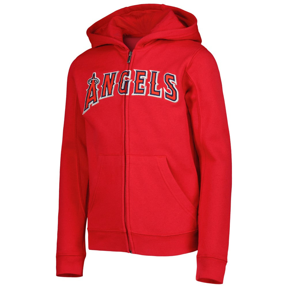 Los Angeles Angels Youth Wordmark Full-Zip Fleece Hoodie Red