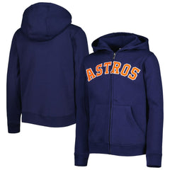 Houston Astros Youth Wordmark Full-Zip Fleece Hoodie Navy