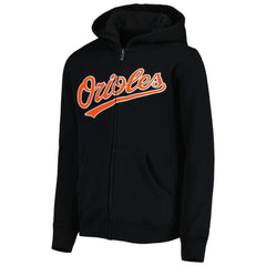 Baltimore Orioles Youth Wordmark Full-Zip Fleece Hoodie Black