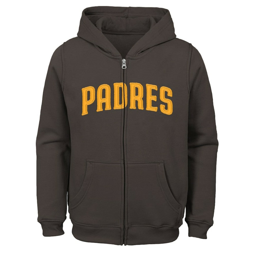 San Diego Padres Youth Wordmark Full-Zip Fleece Hoodie Brown