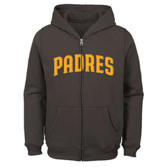 San Diego Padres Youth Wordmark Full-Zip Fleece Hoodie Brown