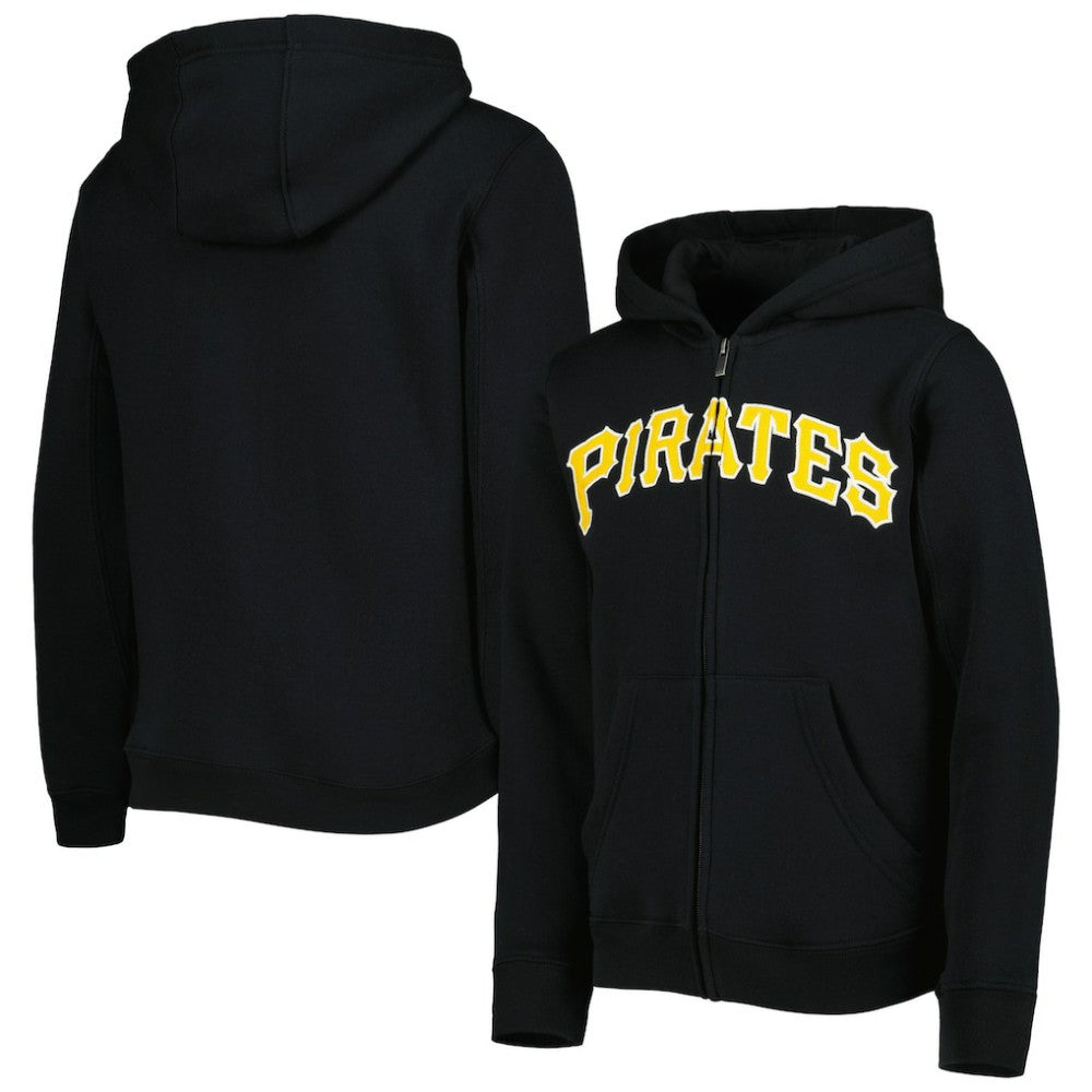 Pittsburgh Pirates Youth Wordmark Full-Zip Fleece Hoodie Black