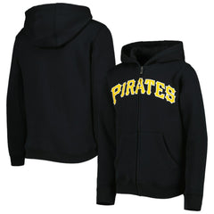 Pittsburgh Pirates Youth Wordmark Full-Zip Fleece Hoodie Black