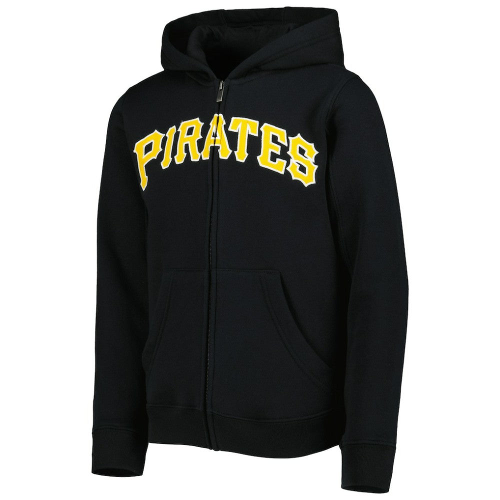 Pittsburgh Pirates Youth Wordmark Full-Zip Fleece Hoodie Black