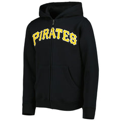 Pittsburgh Pirates Youth Wordmark Full-Zip Fleece Hoodie Black