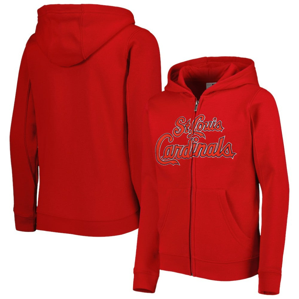 St. Louis Cardinals Youth Wordmark Full-Zip Fleece Hoodie Red