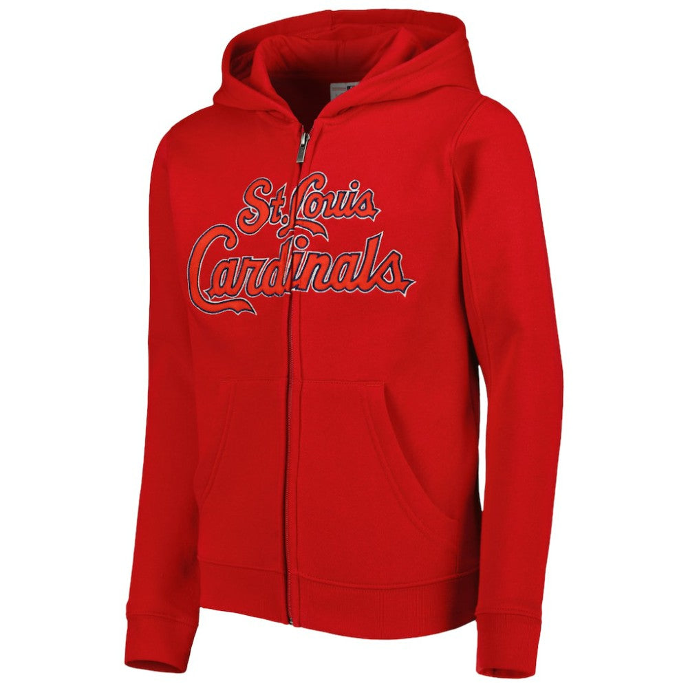 St. Louis Cardinals Youth Wordmark Full-Zip Fleece Hoodie Red