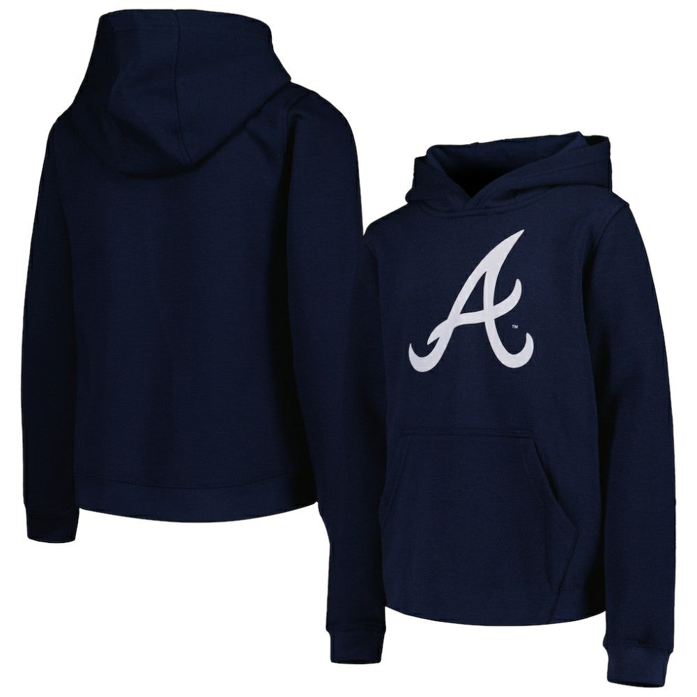 Atlanta Braves Youth Team Primary Logo Pullover Hoodie Navy