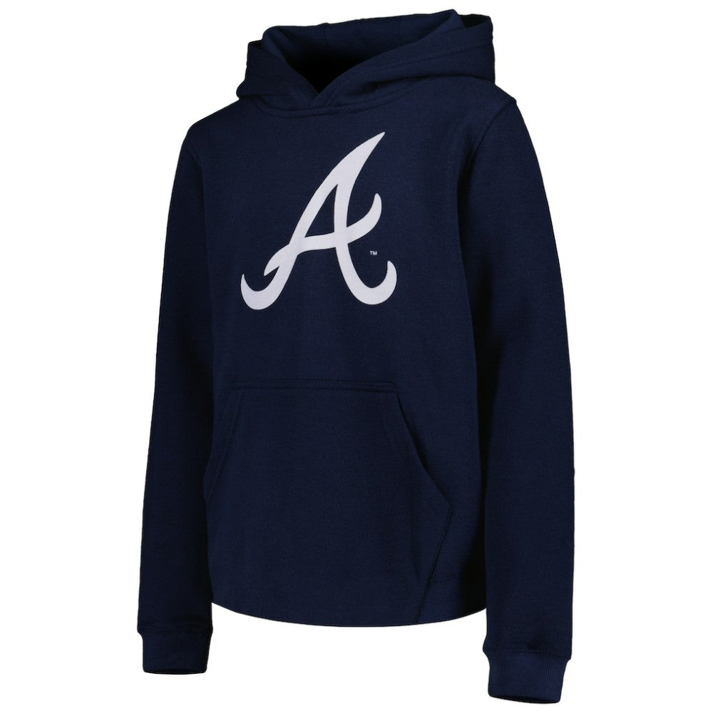 Atlanta Braves Youth Team Primary Logo Pullover Hoodie Navy