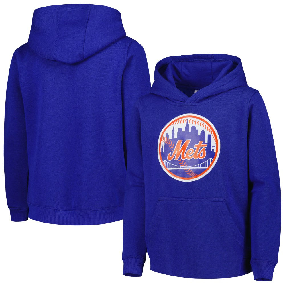 New York Mets Youth Team Primary Logo Pullover Hoodie Royal