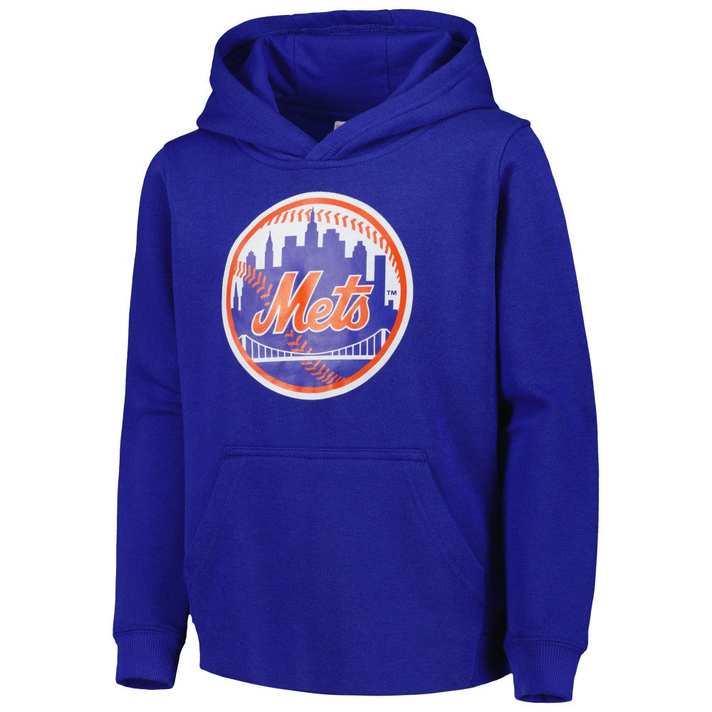 New York Mets Youth Team Primary Logo Pullover Hoodie Royal