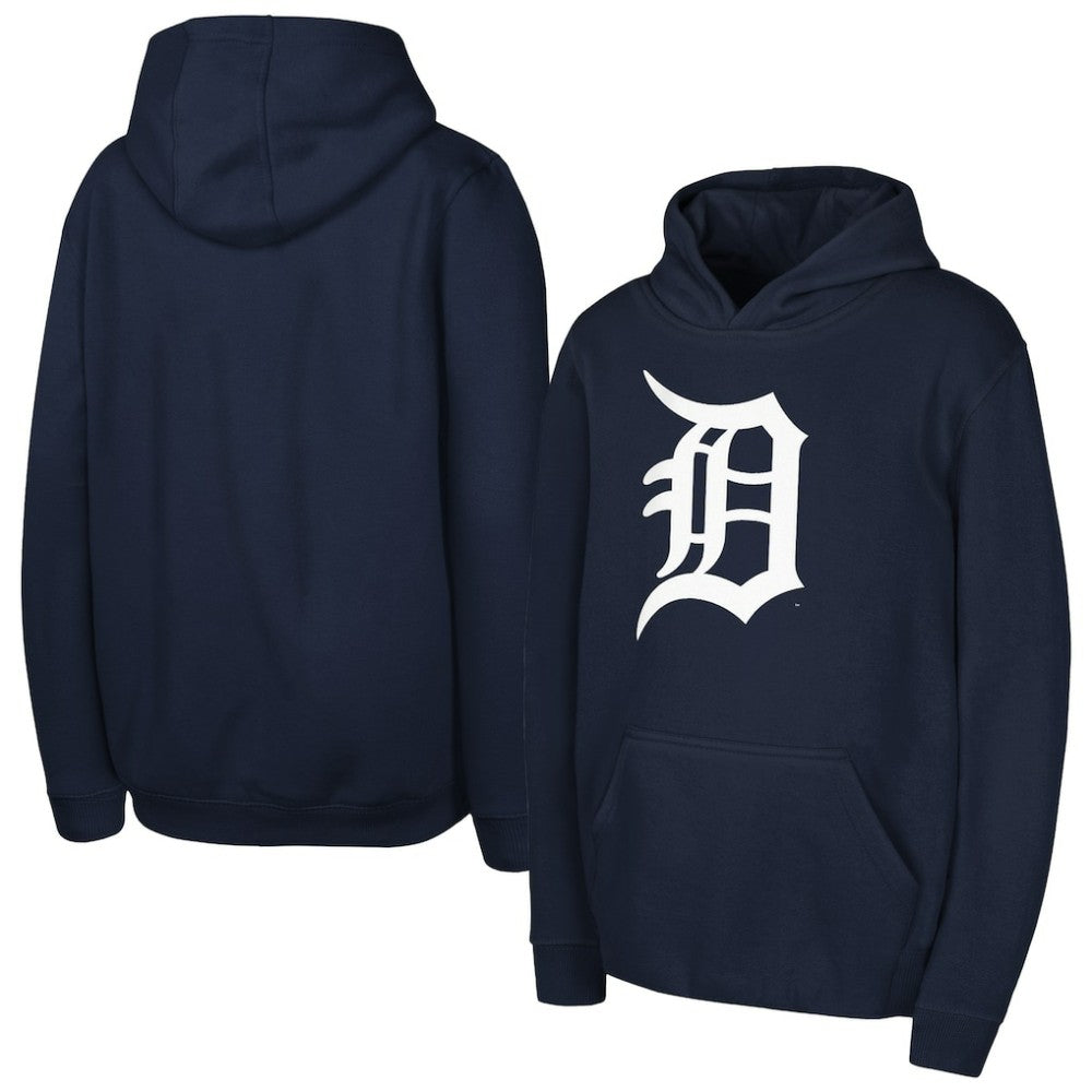 Detroit Tigers Youth Team Primary Logo Pullover Hoodie Navy