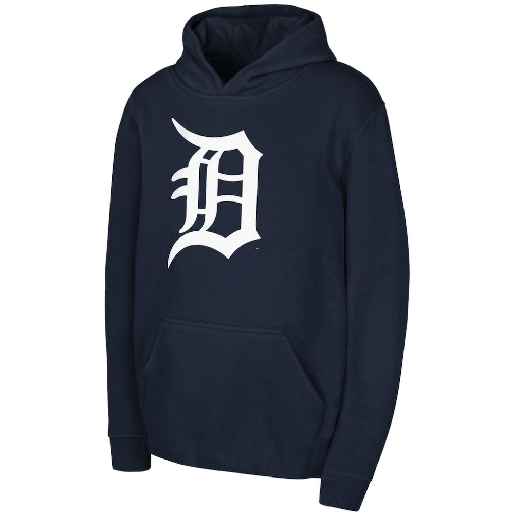 Detroit Tigers Youth Team Primary Logo Pullover Hoodie Navy