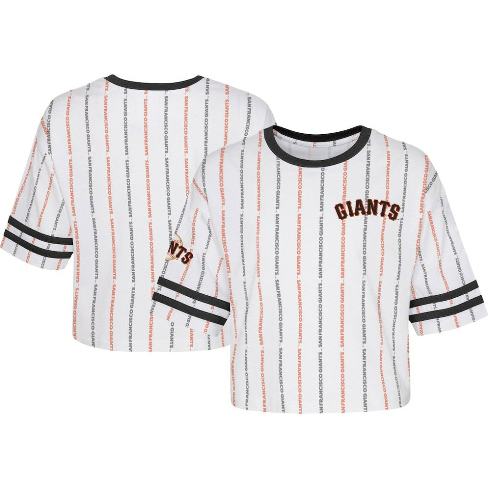 San Francisco Giants Girls Youth Ball Striped T-Shirt White