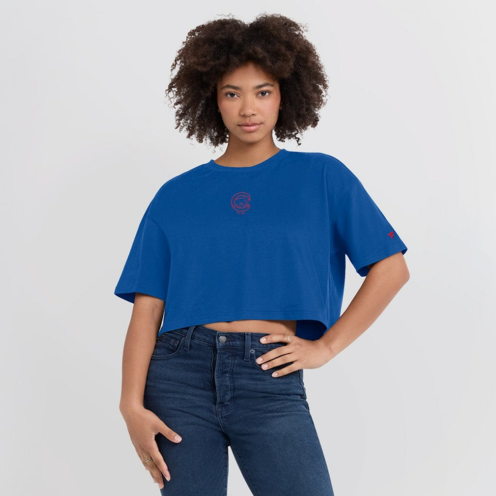 Chicago Cubs Women's Elements Super Soft Boxy Cropped T-Shirt Royal