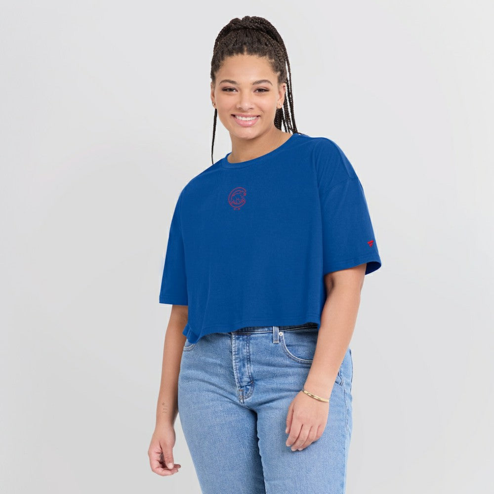 Chicago Cubs Women's Elements Super Soft Boxy Cropped T-Shirt Royal