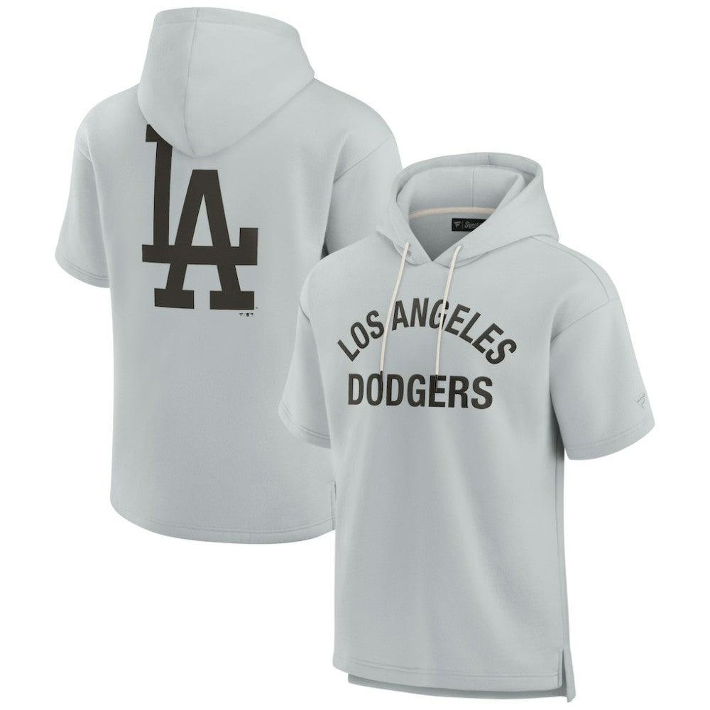 Los Angeles Dodgers Unisex Elements Super Soft Fleece Short Sleeve Pullover Hoodie Gray