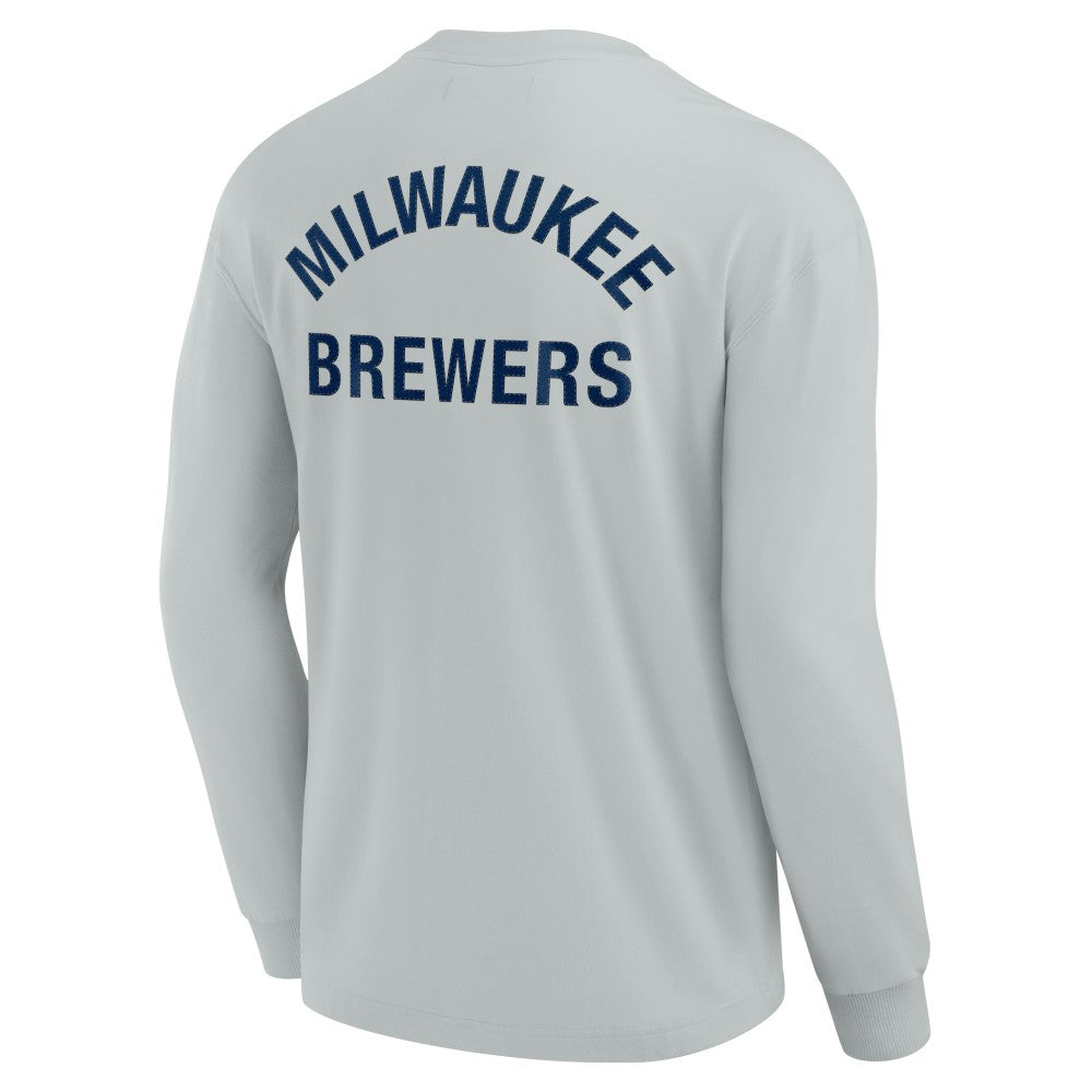 Milwaukee Brewers Unisex Elements Super Soft Long Sleeve T-Shirt Gray