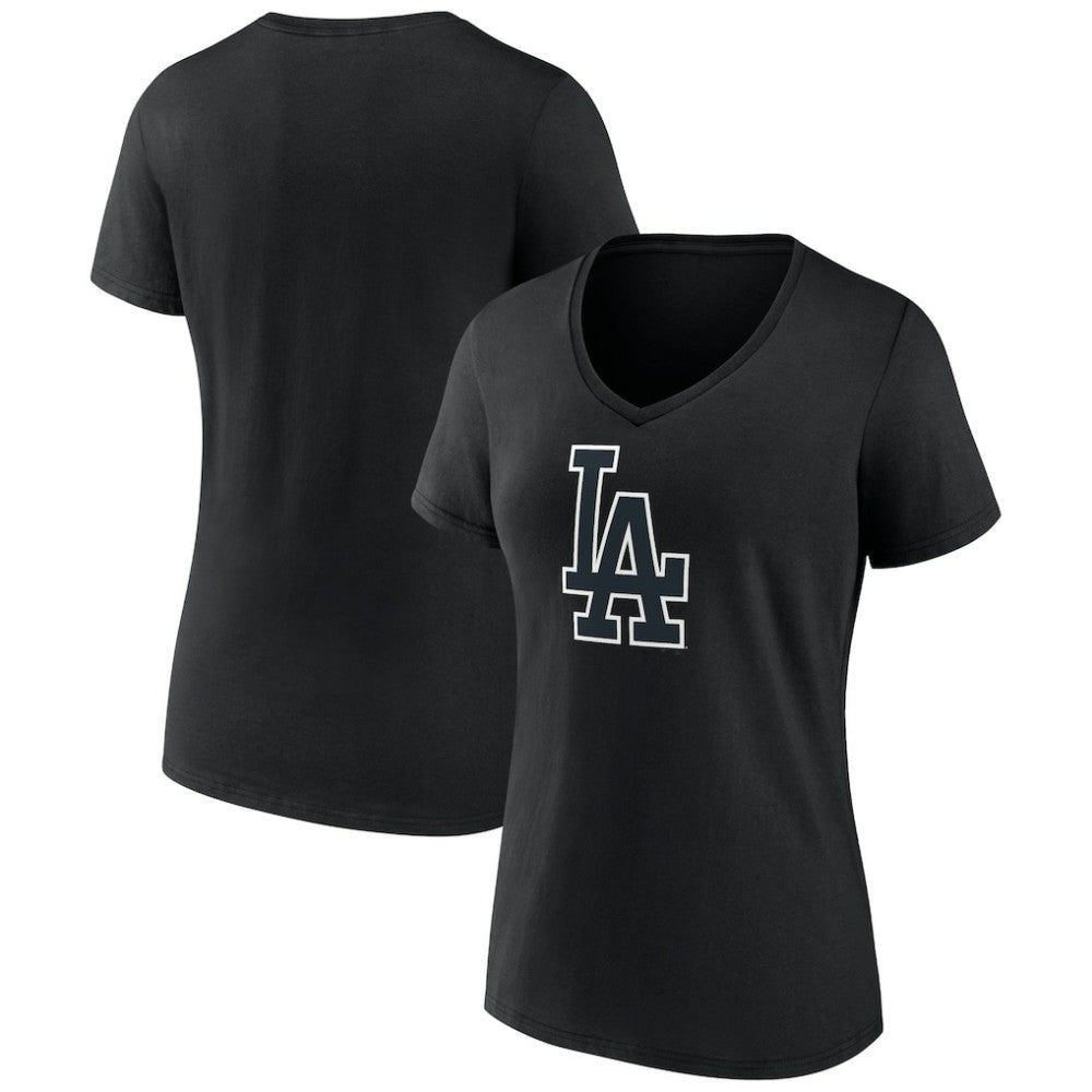 Los Angeles Dodgers Women's Rough Diamond V-Neck T-Shirt Black