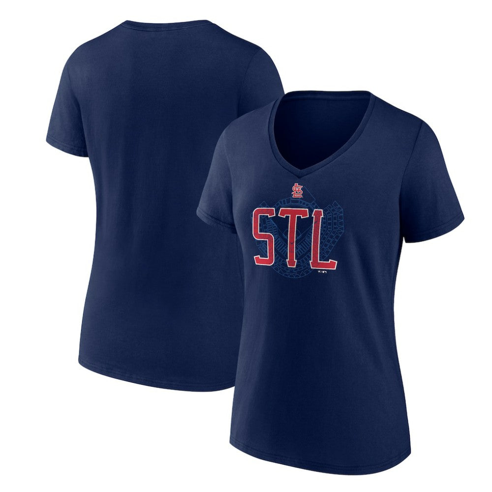 St. Louis Cardinals Women's Paint the Black V-Neck T-Shirt Navy