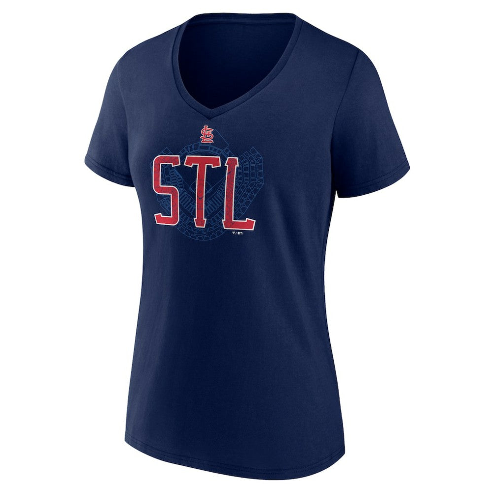 St. Louis Cardinals Women's Paint the Black V-Neck T-Shirt Navy