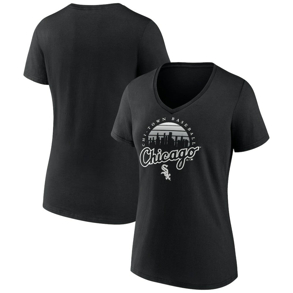 Chicago White Sox Women's One Champion V-Neck T-Shirt Black