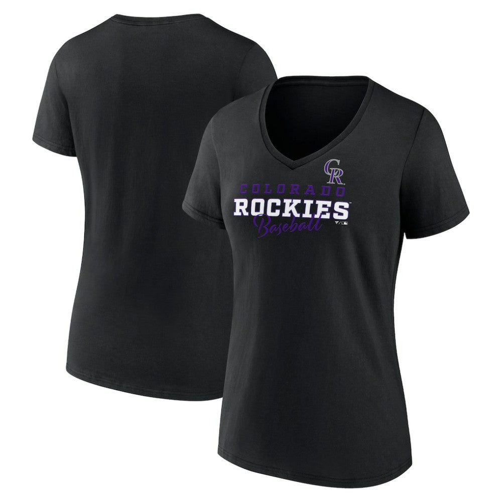 Colorado Rockies Women's Back In Business V-Neck T-Shirt Black