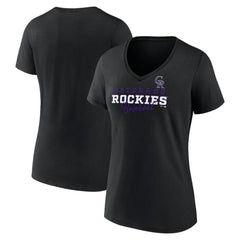 Colorado Rockies Women's Back In Business V-Neck T-Shirt Black