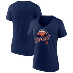 Detroit Tigers Women's One Champion V-Neck T-Shirt Navy