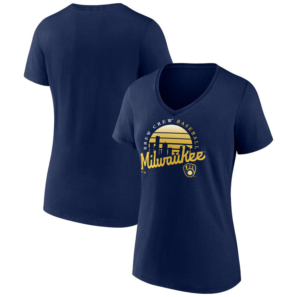 Milwaukee Brewers Women's One Champion V-Neck T-Shirt Navy