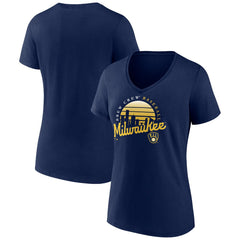 Milwaukee Brewers Women's One Champion V-Neck T-Shirt Navy