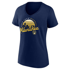 Milwaukee Brewers Women's One Champion V-Neck T-Shirt Navy