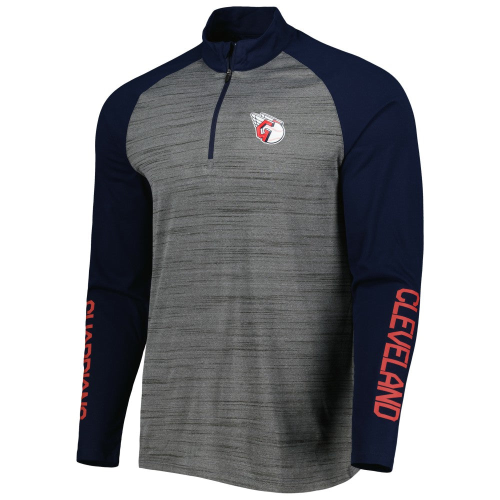 Cleveland Guardians Levelwear Vandal Raglan Quarter-Zip Top Heather Gray