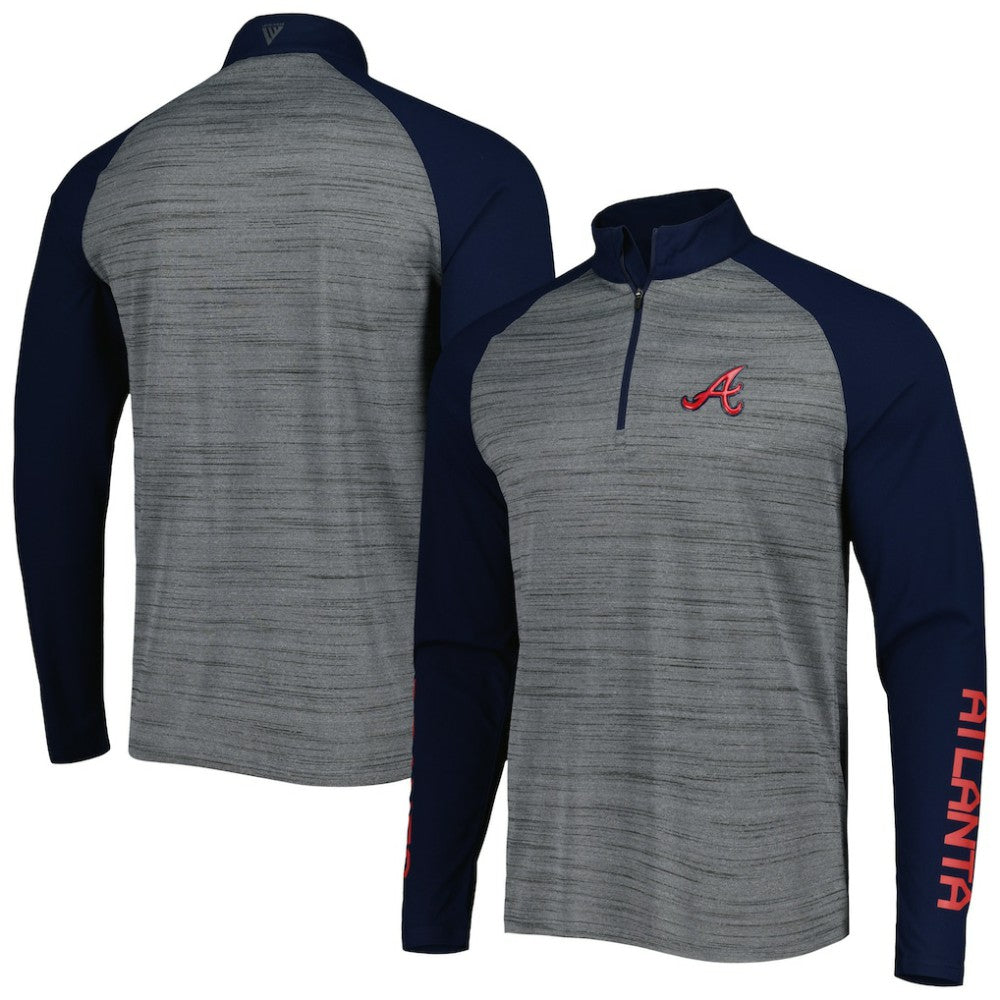 Atlanta Braves Levelwear Vandal Raglan Quarter-Zip Top Heather Gray
