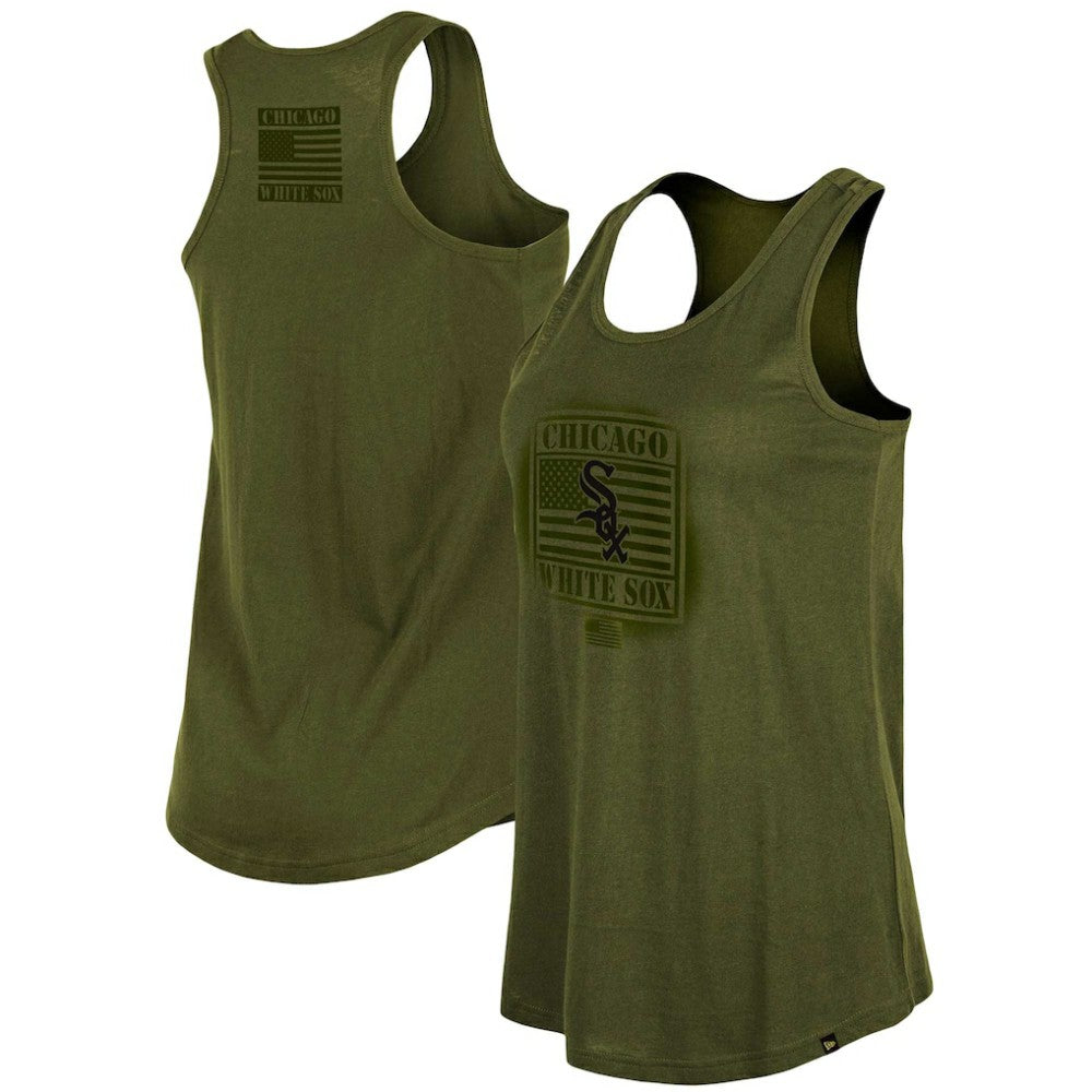 Chicago White Sox Women's 2023 Armed Forces Day Racerback Tank Top Olive | New Era