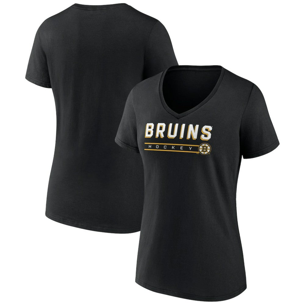 Boston Bruins Women's Primary Play V-Neck T-Shirt Black