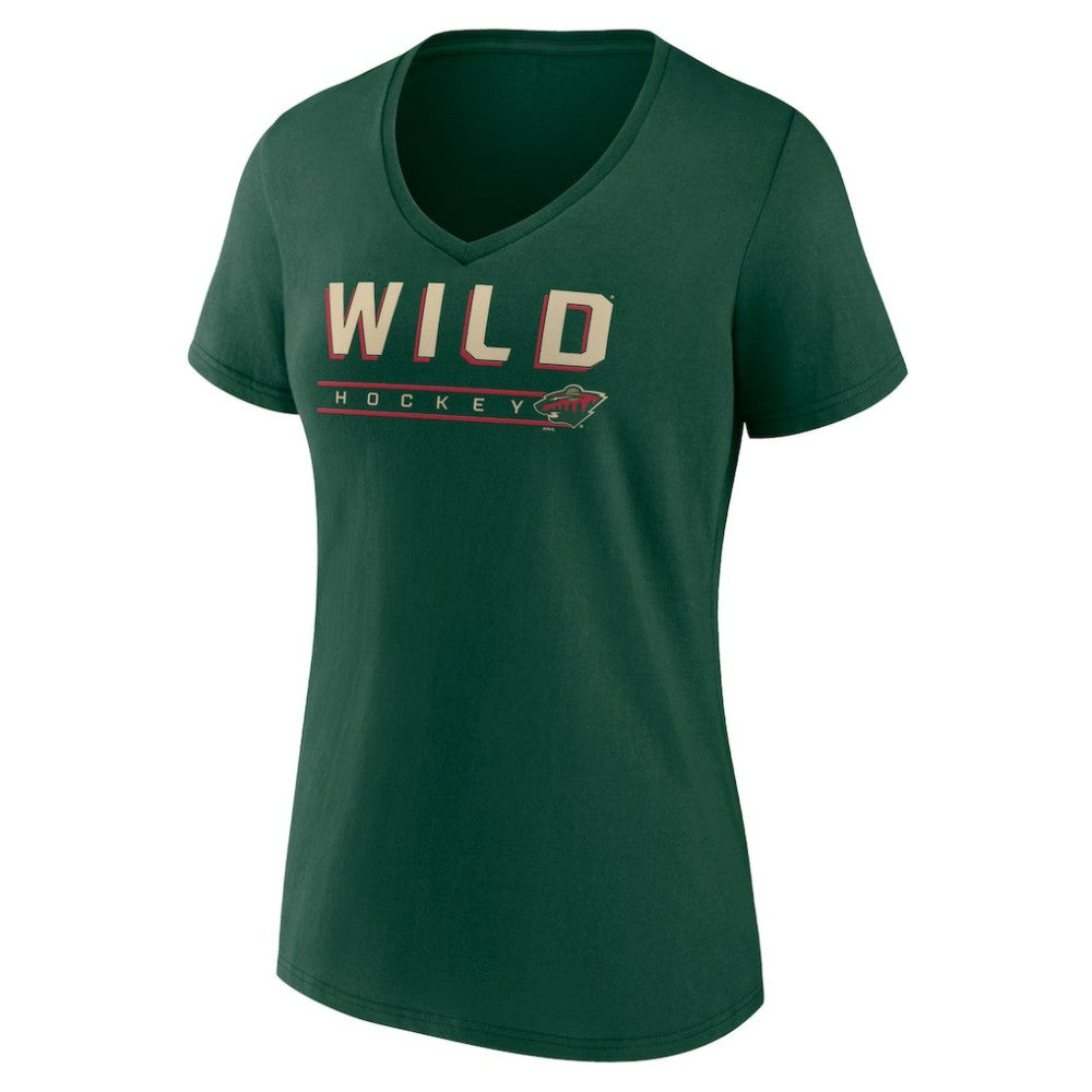 Minnesota Wild Women's Primary Play V-Neck T-Shirt Green