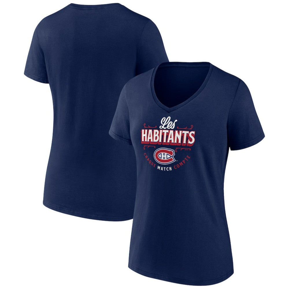 Montreal Canadiens Women's Active Edge V-Neck T-Shirt Navy