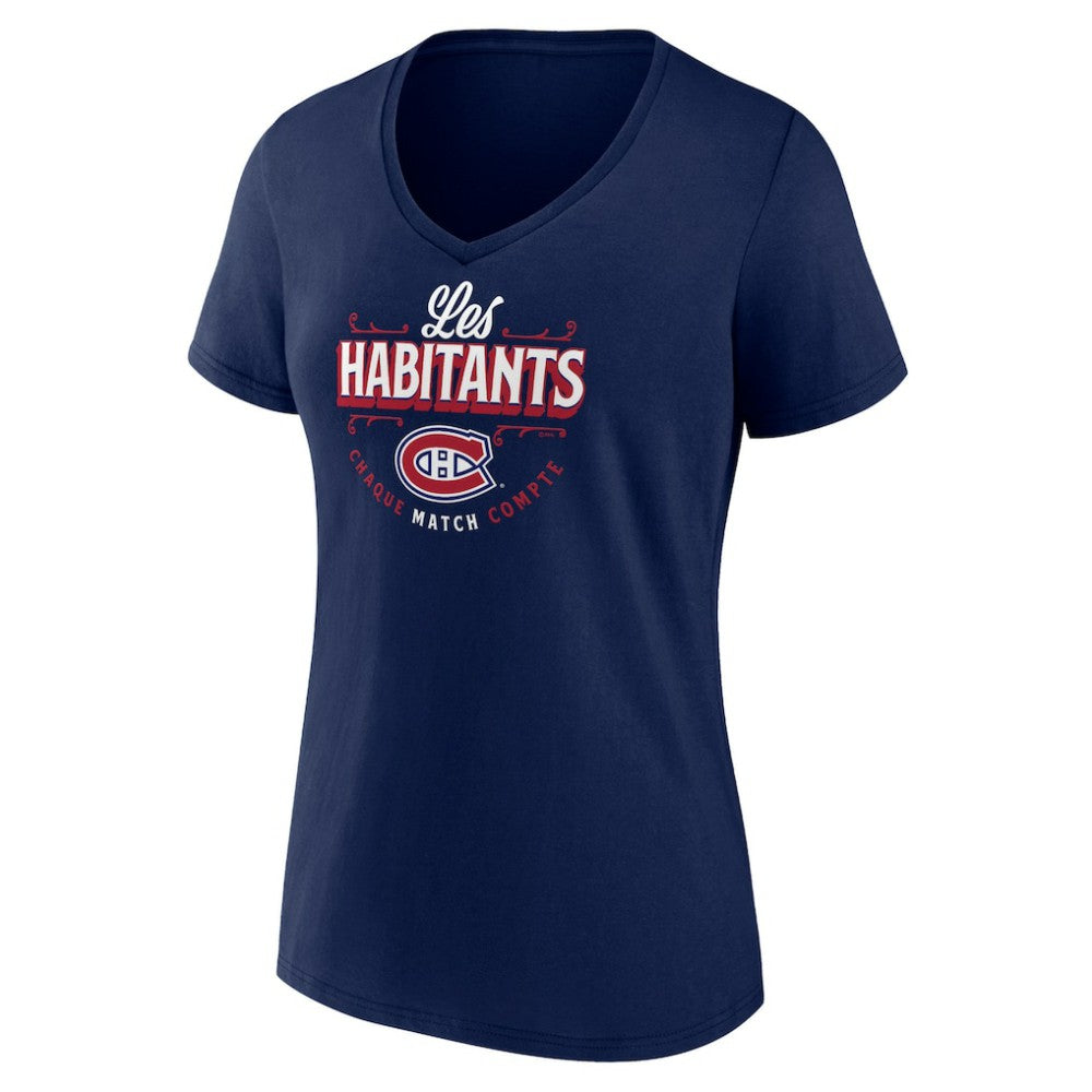 Montreal Canadiens Women's Active Edge V-Neck T-Shirt Navy