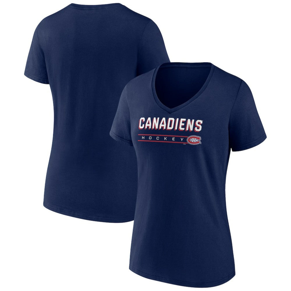 Montreal Canadiens Women's Primary Play V-Neck T-Shirt Navy