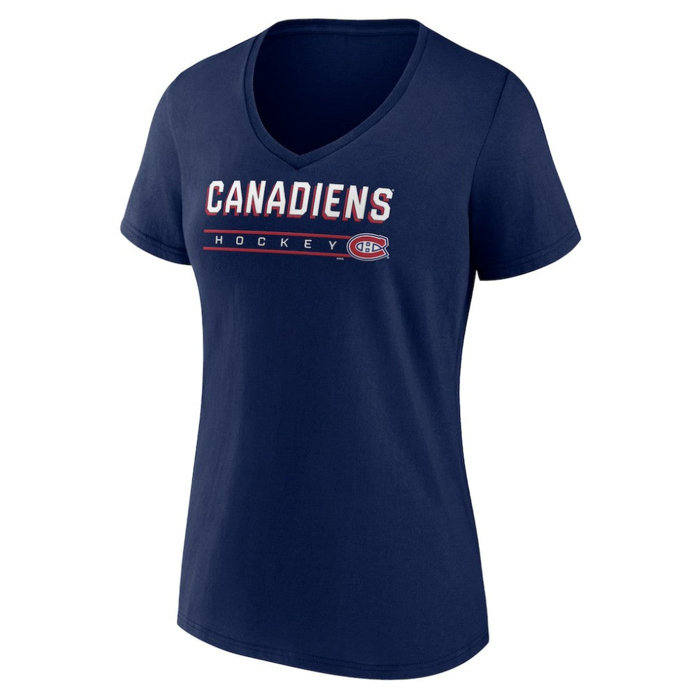 Montreal Canadiens Women's Primary Play V-Neck T-Shirt Navy