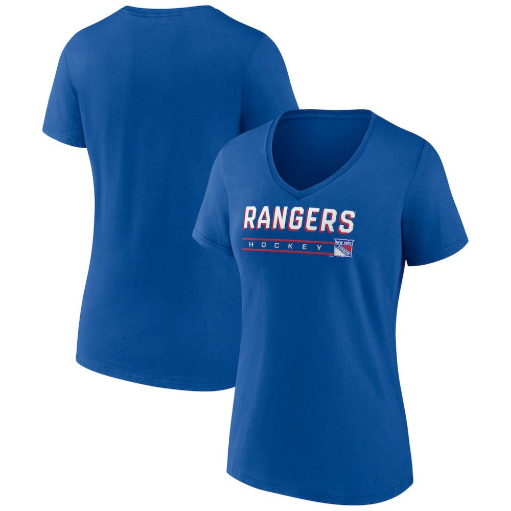 New York Rangers Women's Primary Play V-Neck T-Shirt Blue