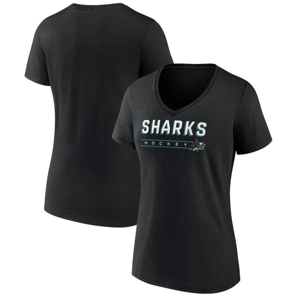 San Jose Sharks Women's Primary Play V-Neck T-Shirt Black