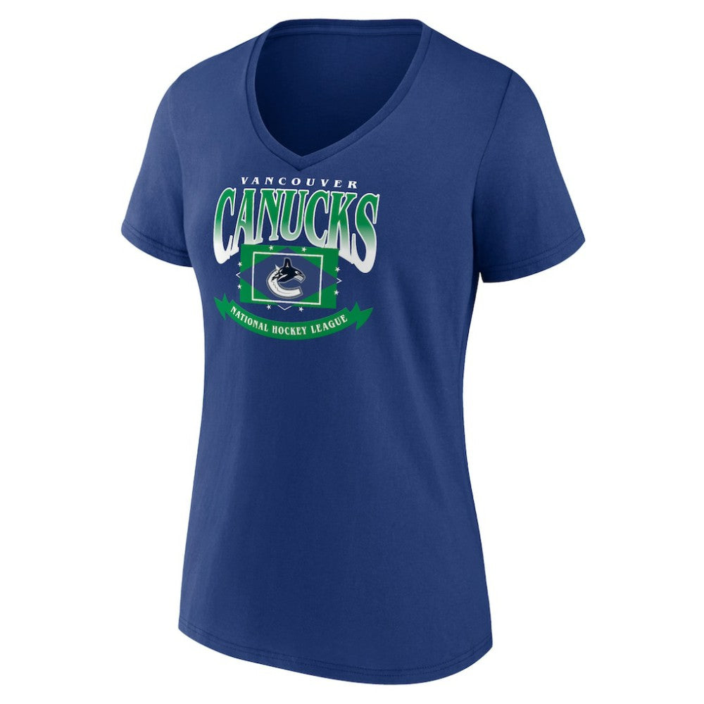 Vancouver Canucks Women's Slapshot V-Neck T-Shirt Blue
